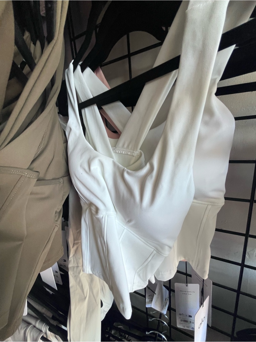 Alo yoga Sparks Fly Corset Tank vintage Pink / Olive Green / Crisp White nwt - Picture 11 of 14